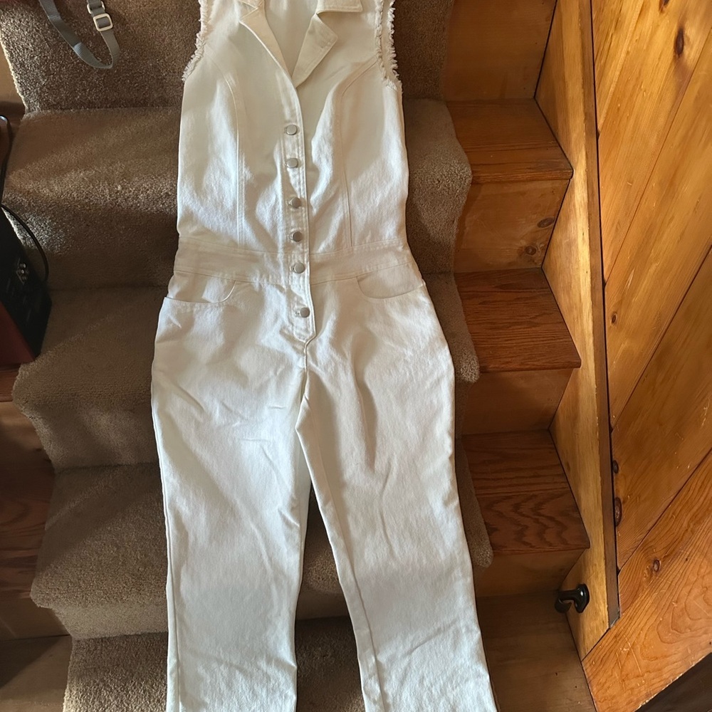 Moda International White Sleeveless Jumpsuit